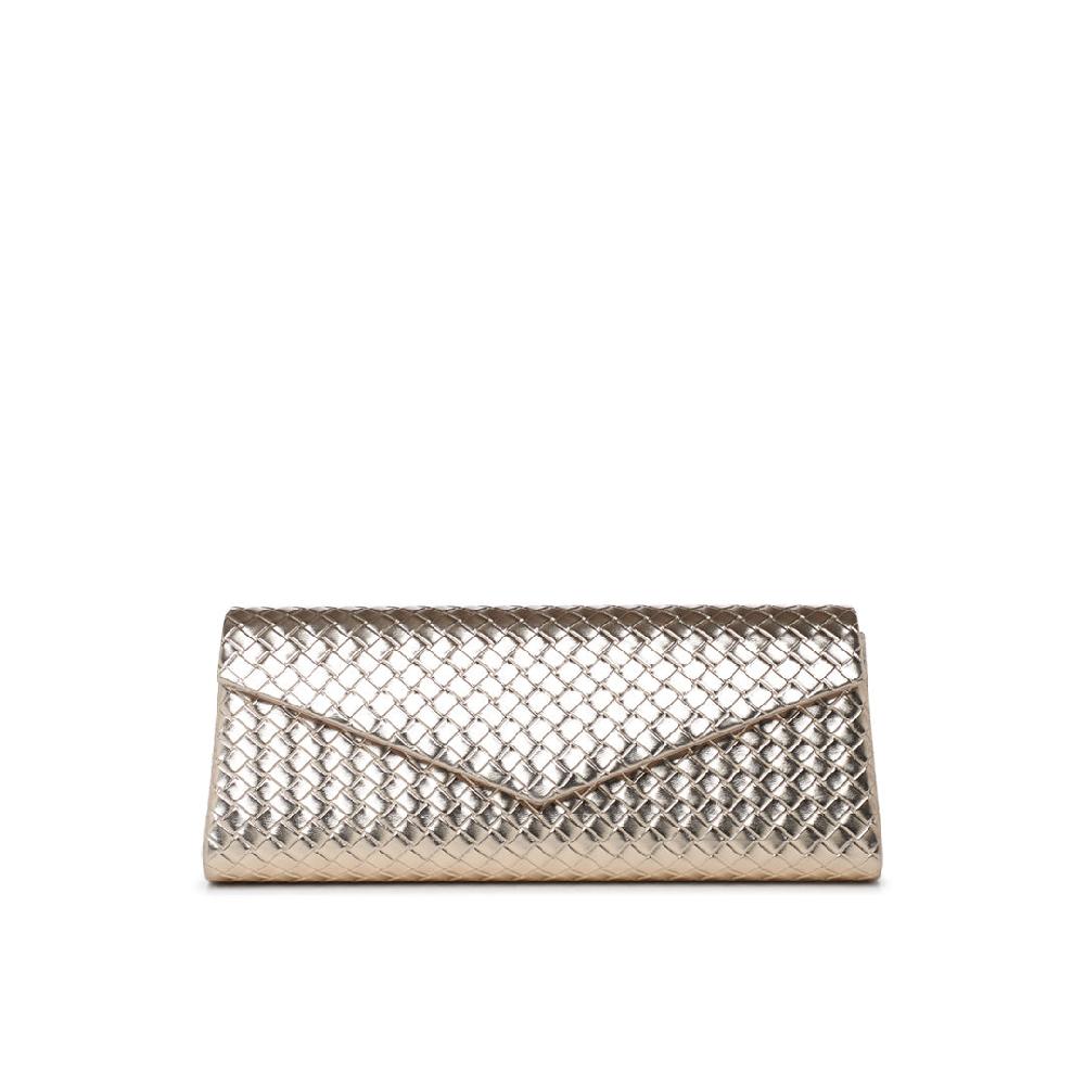 paradox london Demeria Clutch Bag Champagne Woven Metallic Clutch Bag
