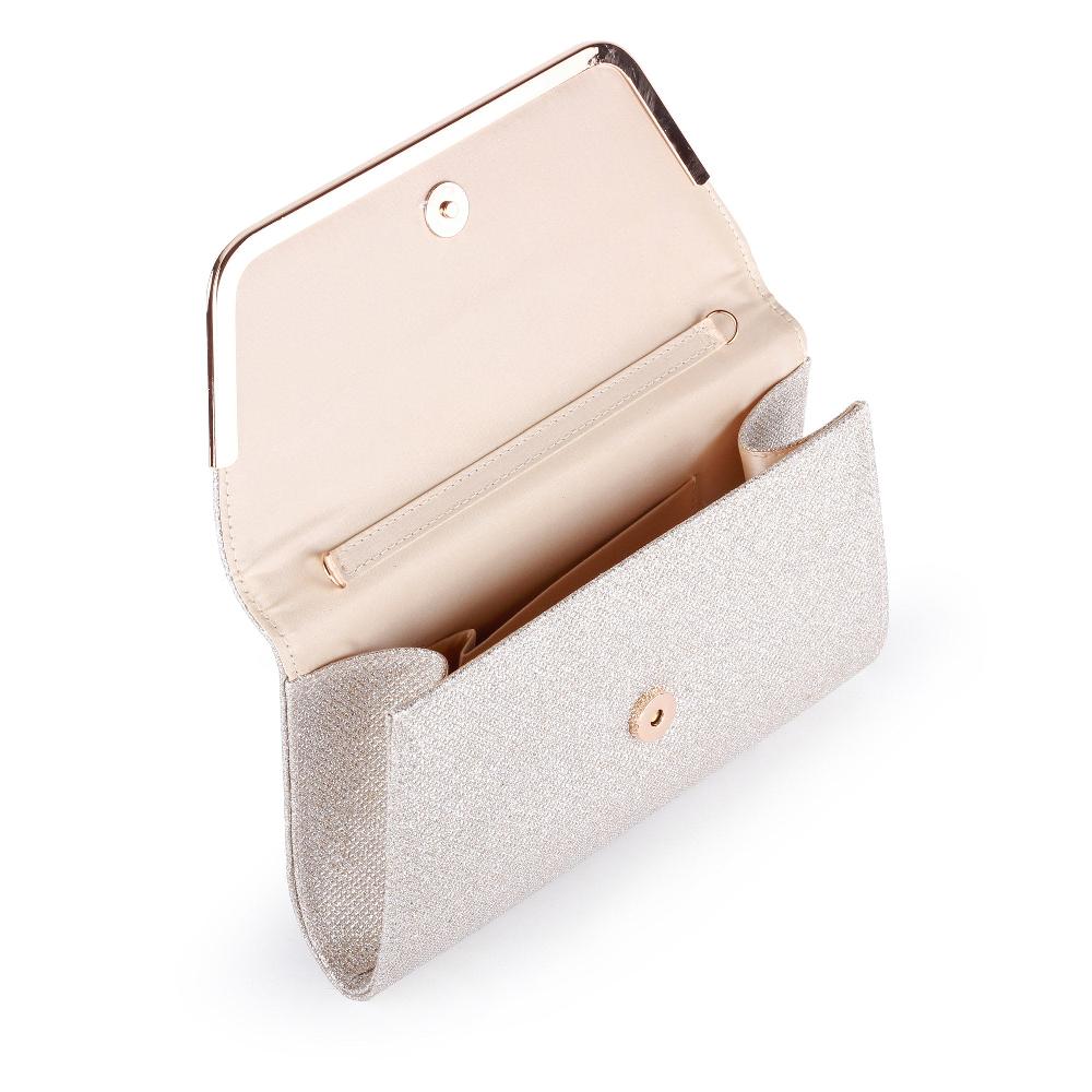 Paradox London Denise Clutch Bag Champagne Glitter Mesh Clutch Bag