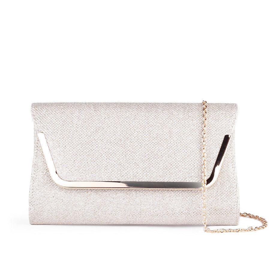 paradox london Denise Clutch Bag Champagne Glitter Mesh Clutch Bag paradox london Denise Clutch Bag Champagne Glitter Mesh Clutch Bag