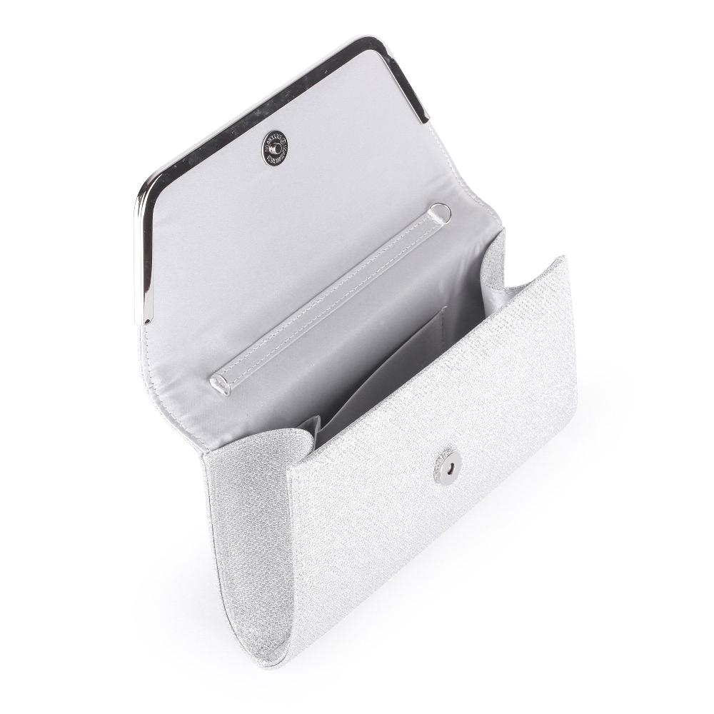 Paradox London Denise Clutch Bag Silver Glitter Mesh Clutch Bag