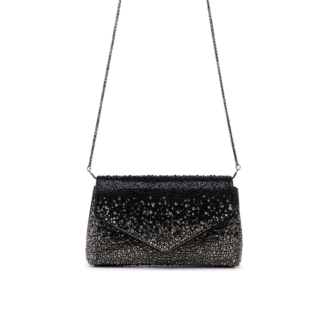 Paradox London Desirae Clutch Bag Black Crystal Shimmer Clutch Bag