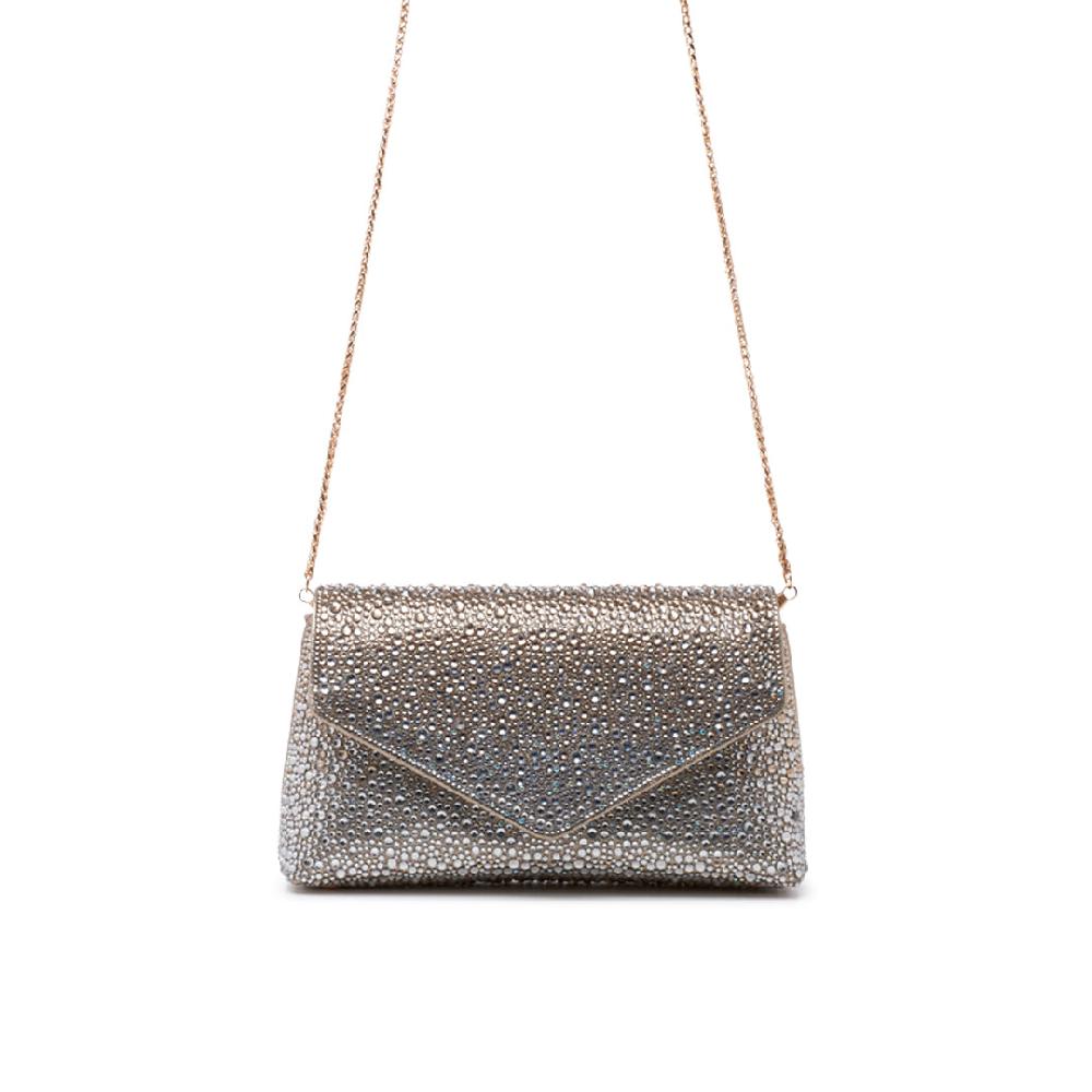 Paradox London Desirae Clutch Bag Champagne Crystal Shimmer Clutch Bag