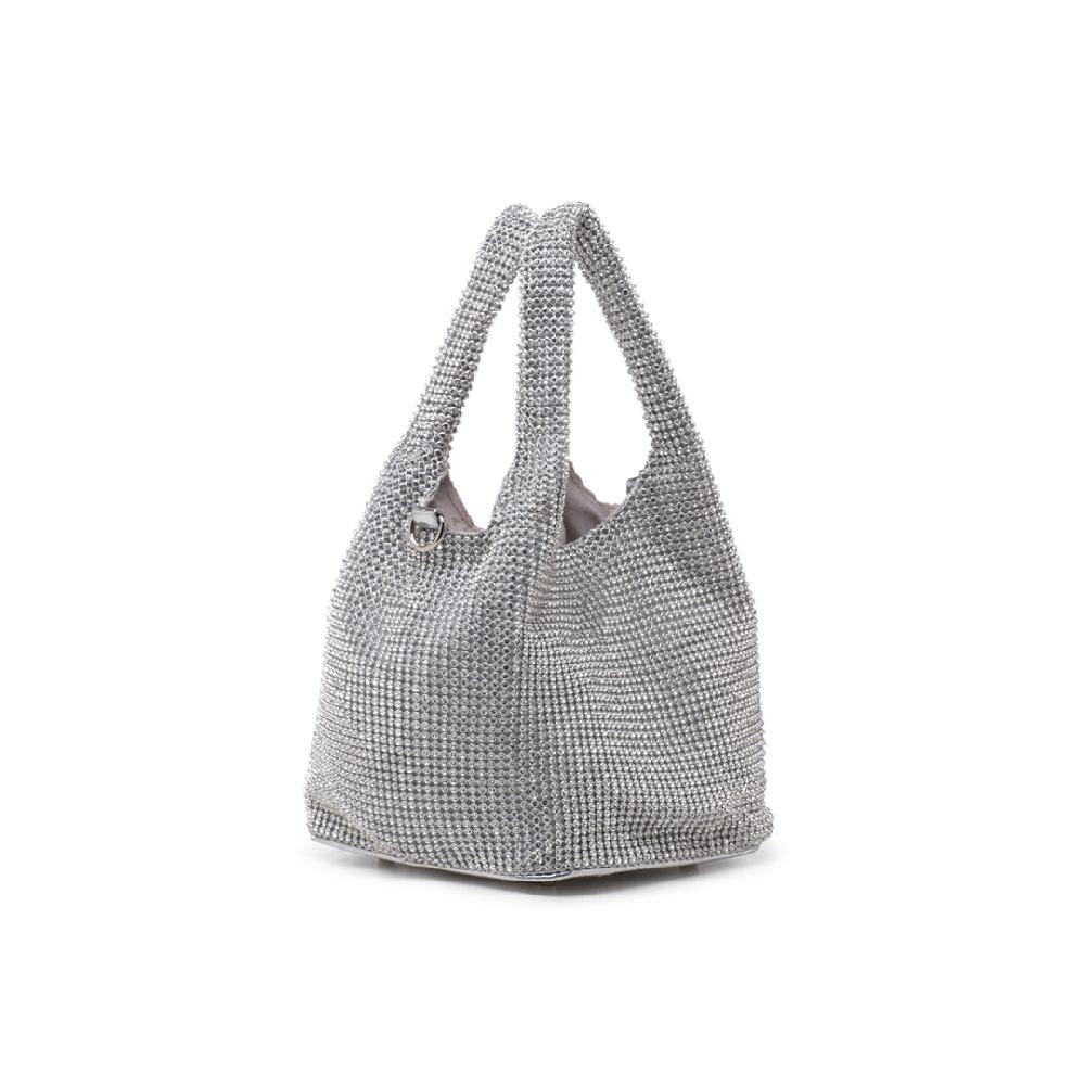 Paradox London Dessie Clutch Bag Silver Diamante Mesh Bag