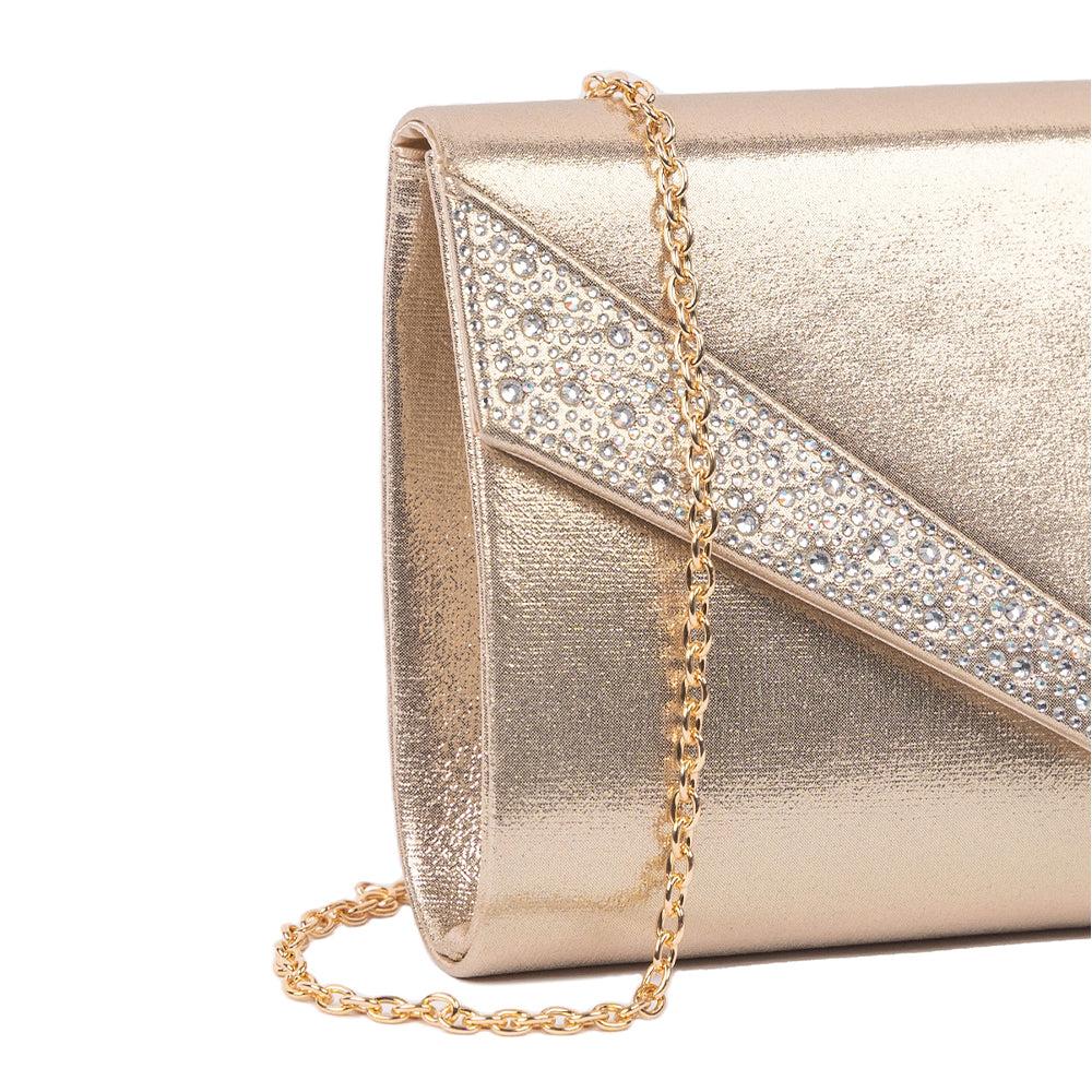 Paradox London Devora Clutch Bag Shimmer Champagne Clutch Bag