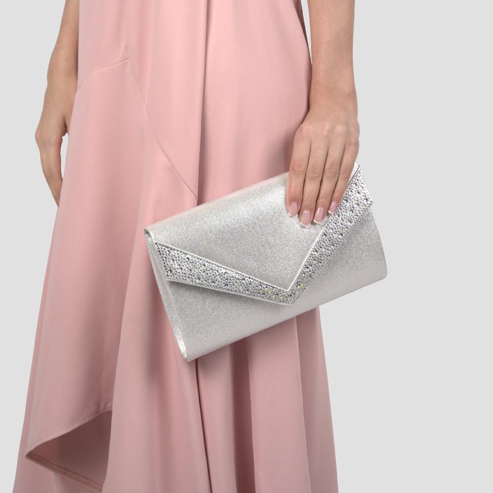 Paradox London Devora Clutch Bag Shimmer Silver Clutch Bag