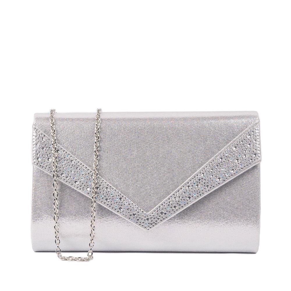paradox london Devora Clutch Bag Shimmer Silver Clutch Bag paradox london Devora Clutch Bag Shimmer Silver Clutch Bag