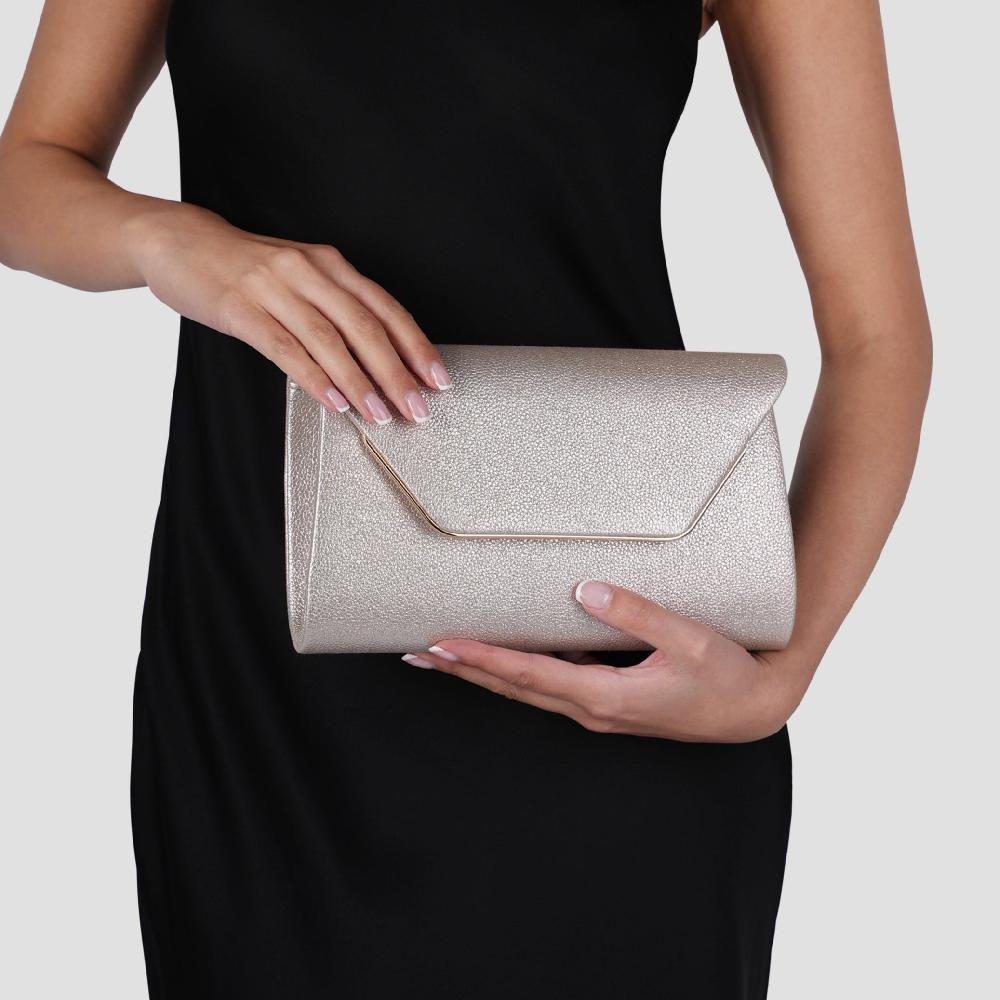 Paradox London Diandra Clutch Bag Nude Glitter Clutch Bag