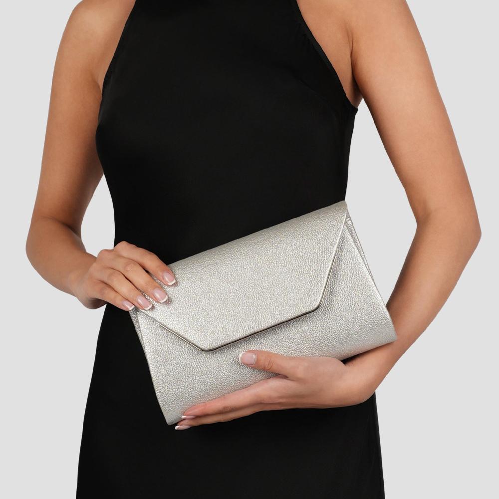Paradox London Diandra Clutch Bag Silver Glitter Clutch Bag