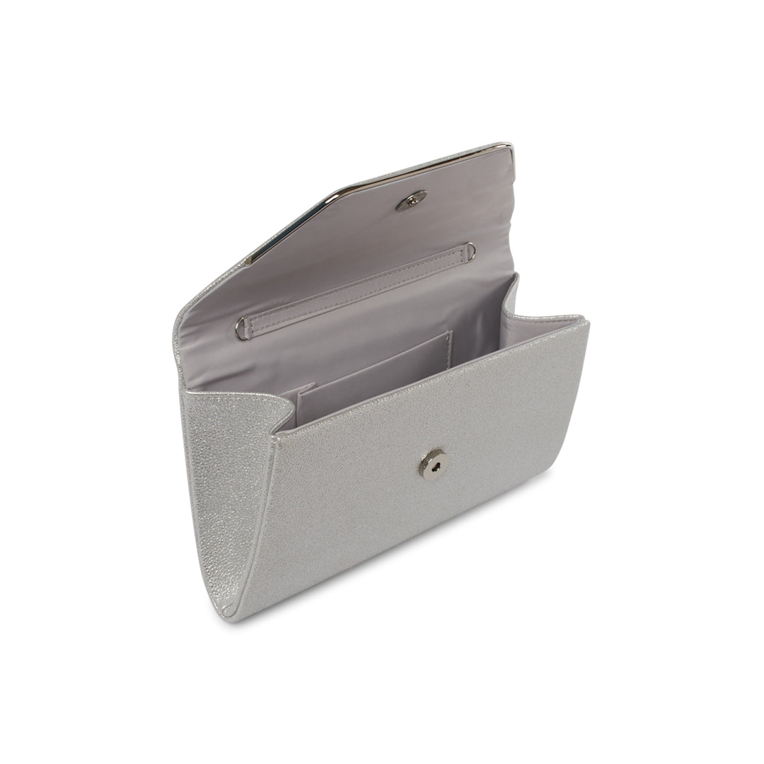 Paradox London Diandra Clutch Bag Silver Glitter Clutch Bag
