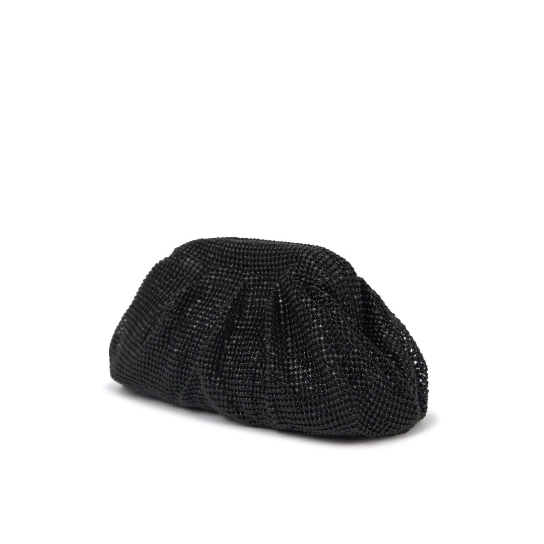 Paradox London Dianne Clutch Bag Black Diamante Soft Clutch Bag
