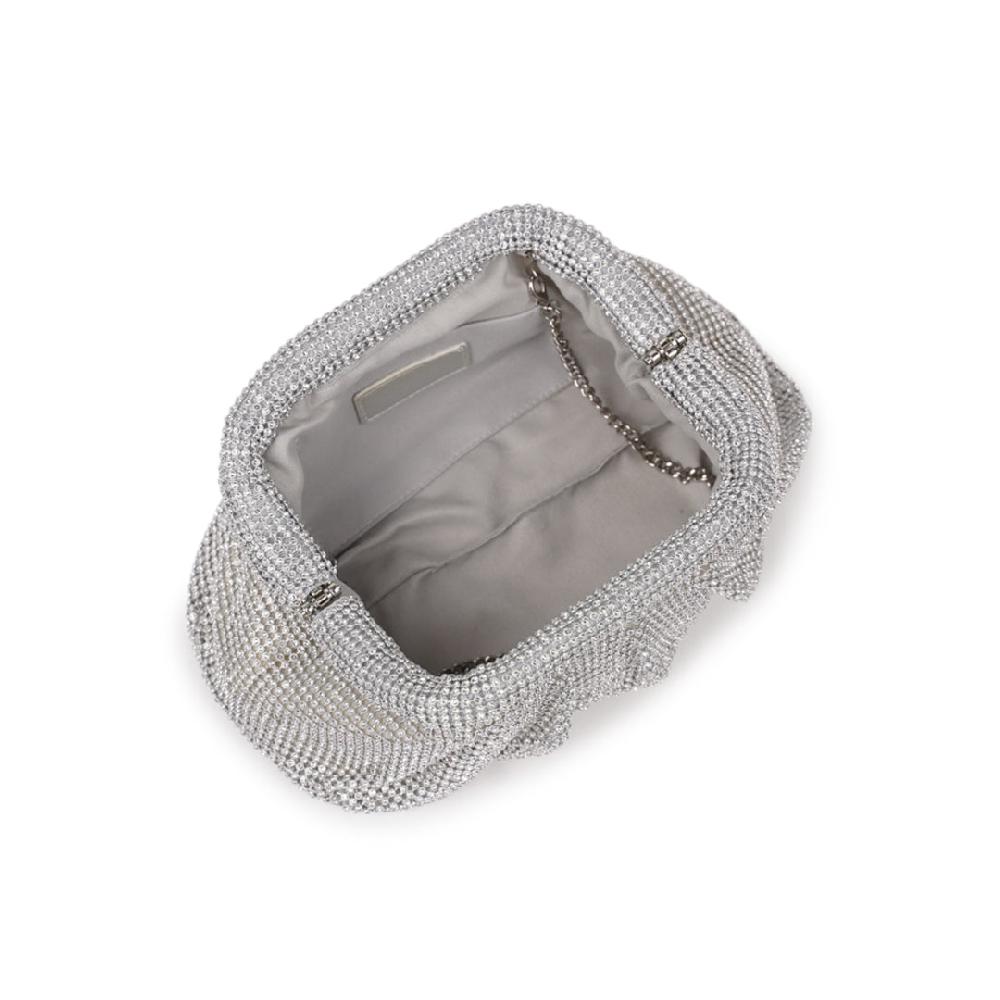 Paradox London Dianne Clutch Bag Silver Diamante Soft Clutch Bag
