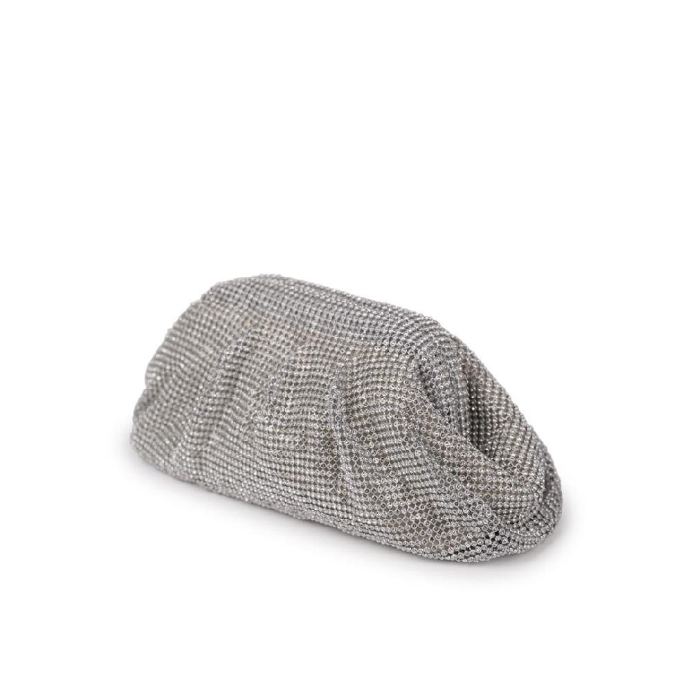 Paradox London Dianne Clutch Bag Silver Diamante Soft Clutch Bag