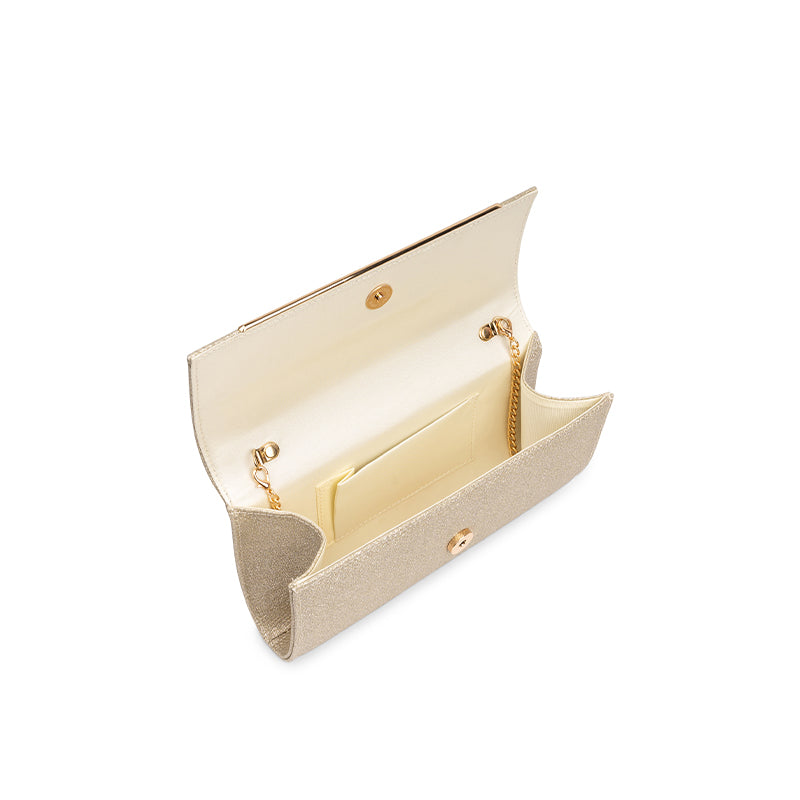 Paradox London Dilara Clutch Bag Champagne Glitter Clutch Bag