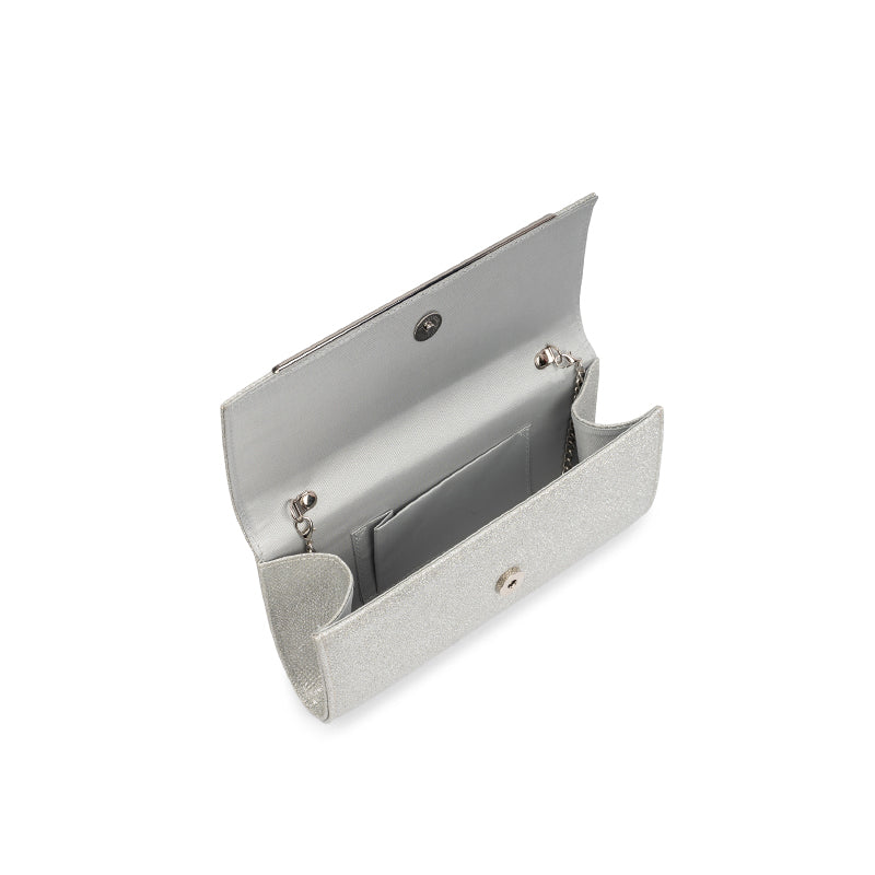 Paradox London Dilara Clutch Bag Silver Glitter Clutch Bag