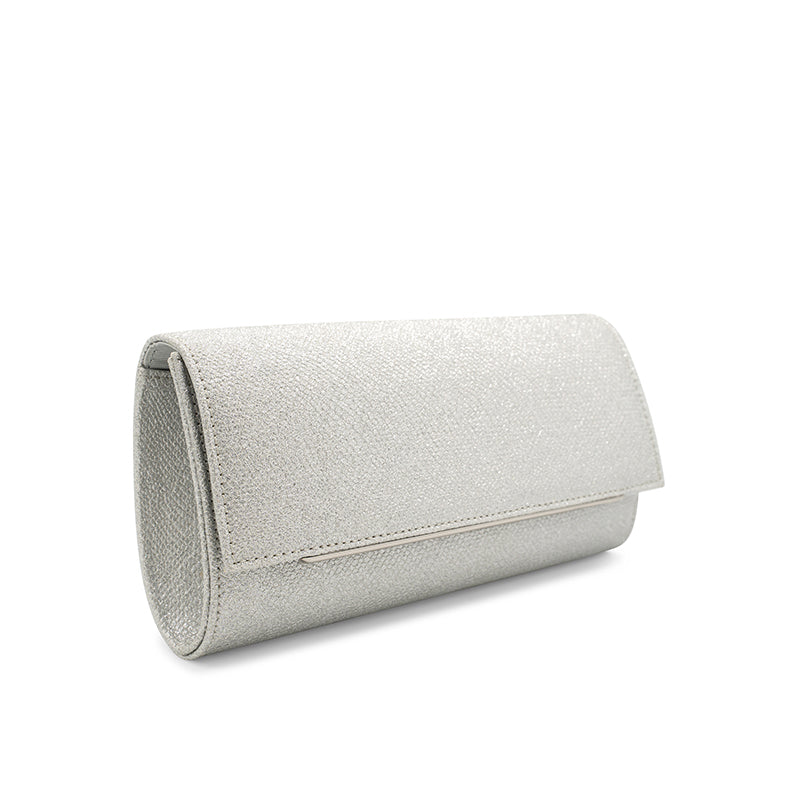 Paradox London Dilara Clutch Bag Silver Glitter Clutch Bag