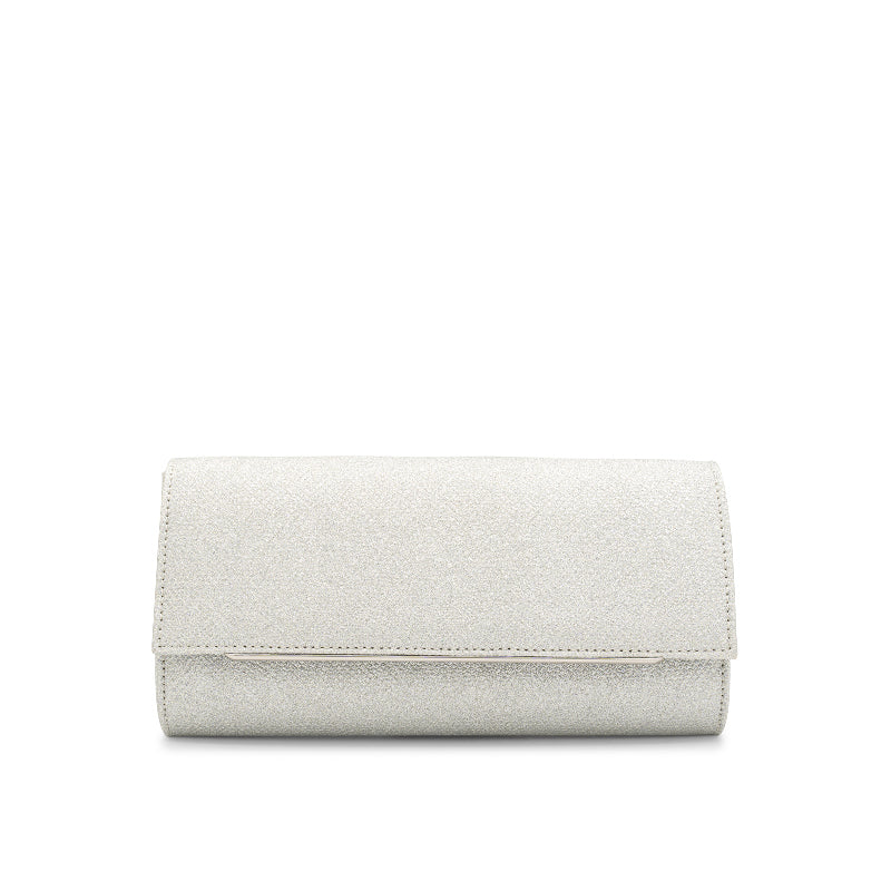 paradox london Dilara Clutch Bag Silver Glitter Clutch Bag