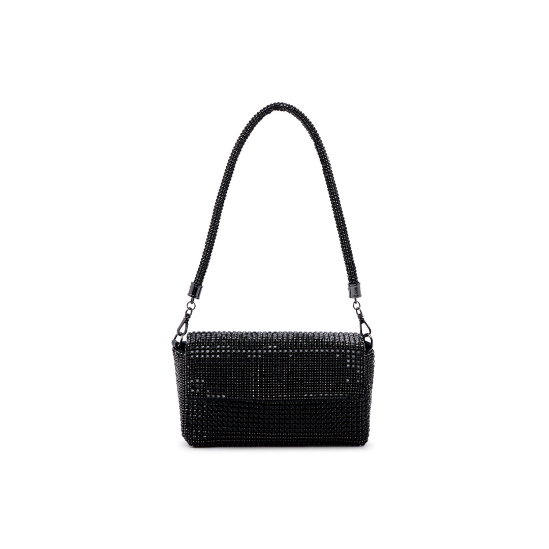 paradox london Doretta Clutch Bag Black Diamante Mesh Bag