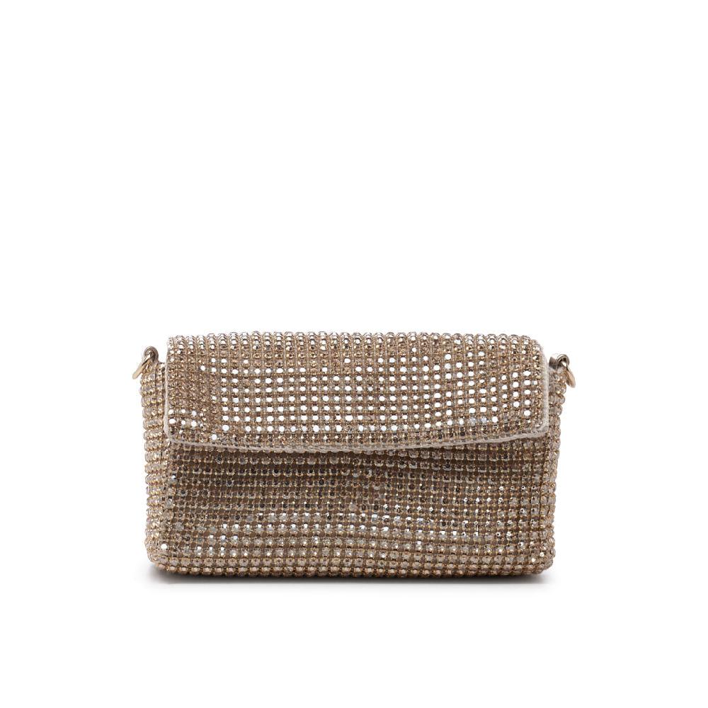 Paradox London Doretta Clutch Bag Champagne Diamante Mesh Bag