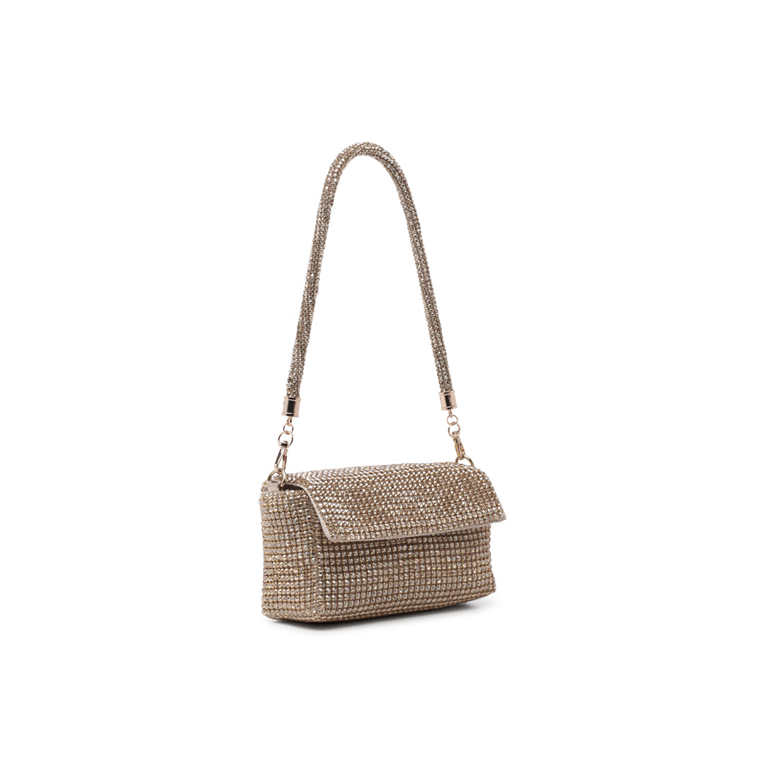 Paradox London Doretta Clutch Bag Champagne Diamante Mesh Bag