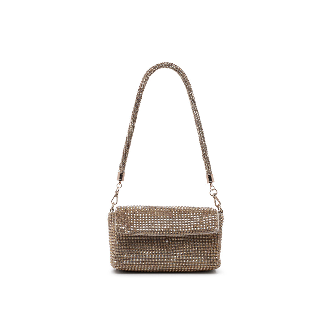 paradox london Doretta Clutch Bag Champagne Diamante Mesh Bag