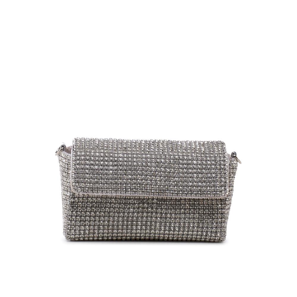 Paradox London Doretta Clutch Bag Silver Diamante Mesh Bag