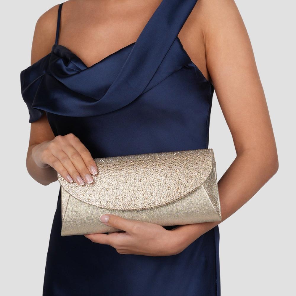 Paradox London Dreamstone Clutch Bag Champagne Diamante Clutch Bag