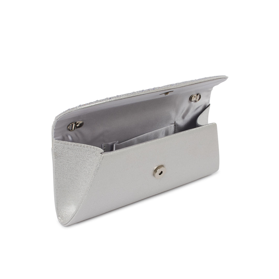 Paradox London Dreamstone Clutch Bag Silver Diamante Clutch Bag
