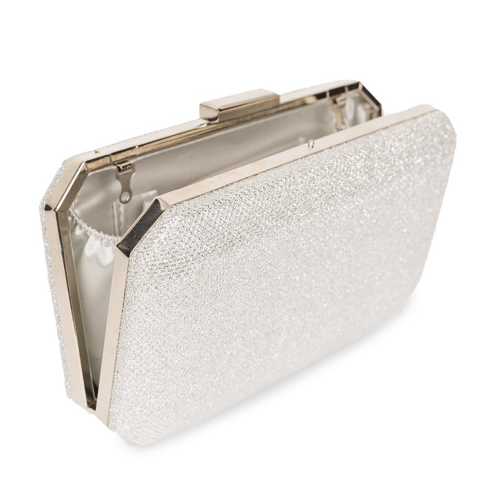 Paradox London Dulcie Clutch Bag Silver Box Clutch Bag