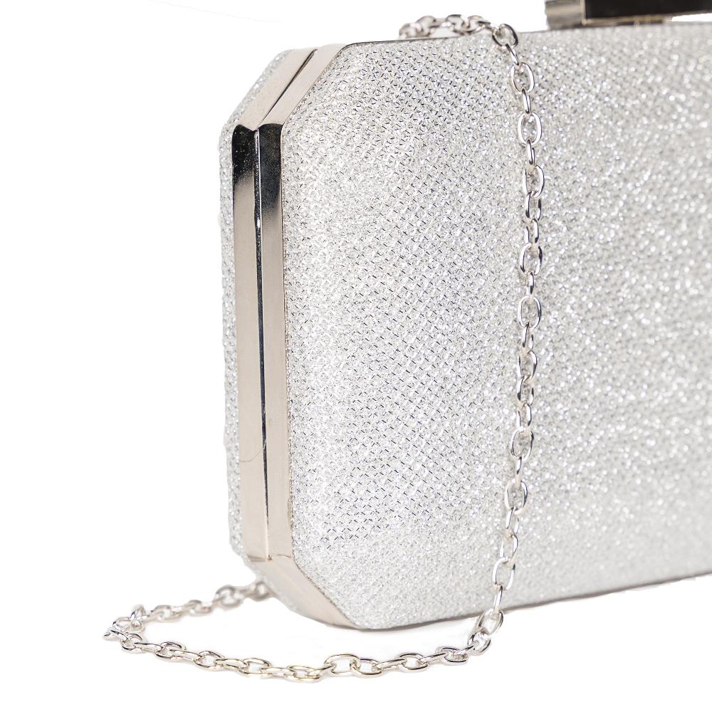 Paradox London Dulcie Clutch Bag Silver Box Clutch Bag