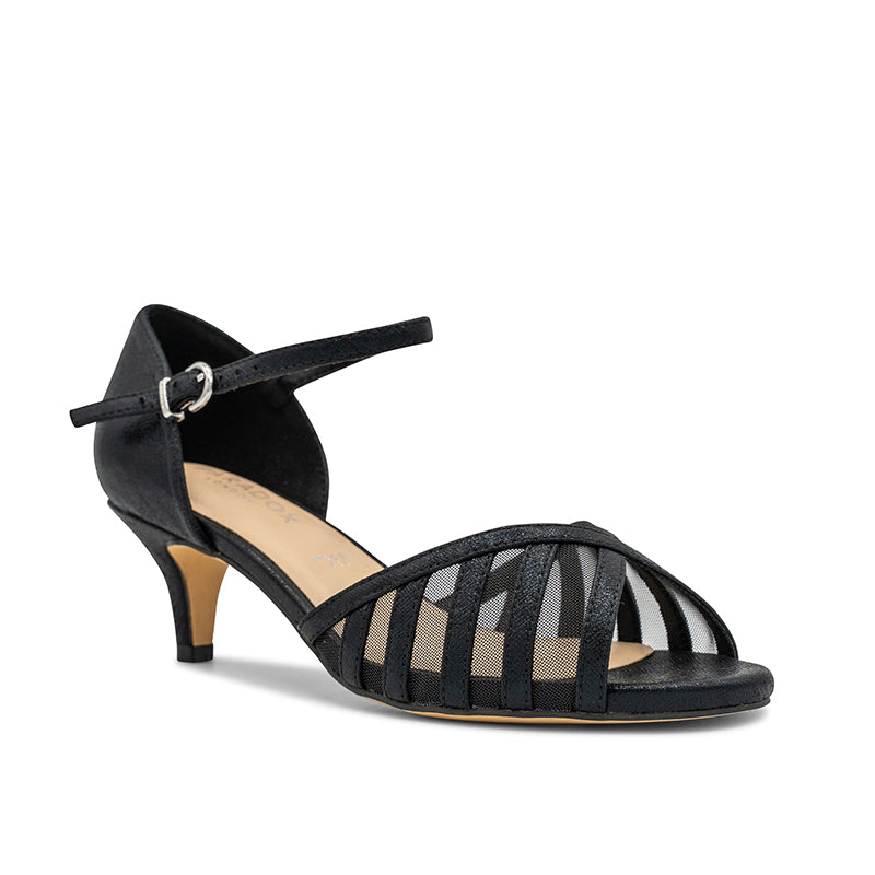 Paradox London Evelyn Wide Fit Sandals Black Wide Fit Kitten Heel