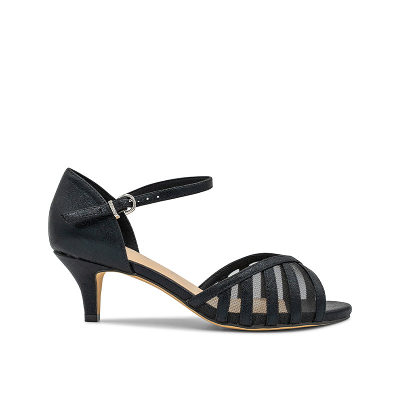paradox london Evelyn Wide Fit Sandals Black Wide Fit Kitten Heel