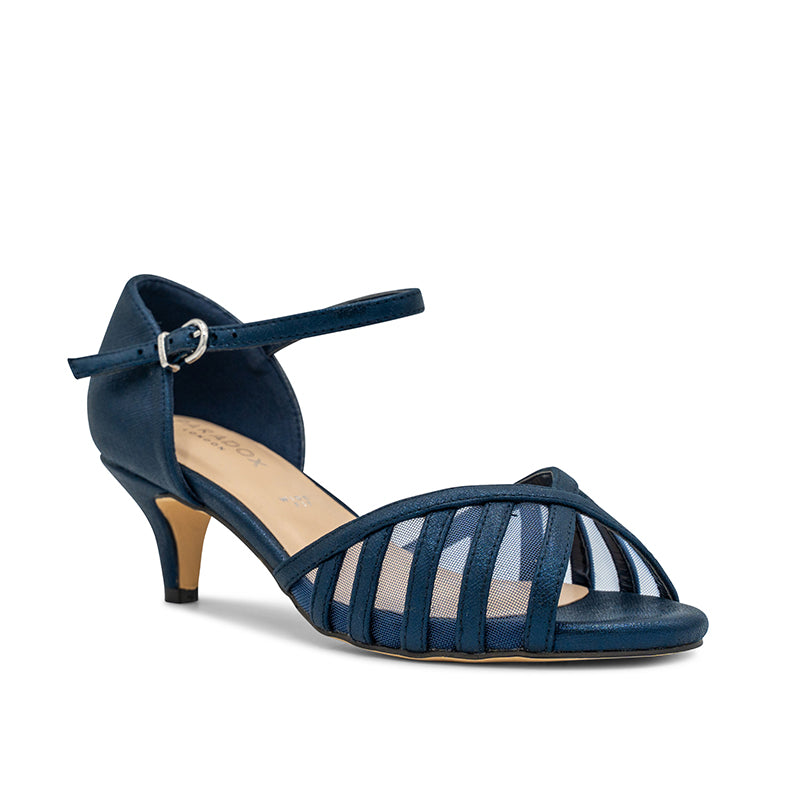 Paradox London Evelyn Wide Fit Sandals Navy Wide Fit Kitten Heel