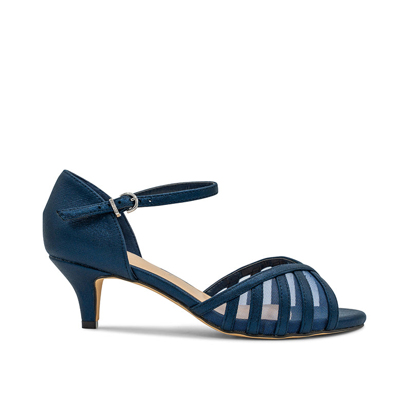 paradox london Evelyn Wide Fit Sandals Navy Wide Fit Kitten Heel