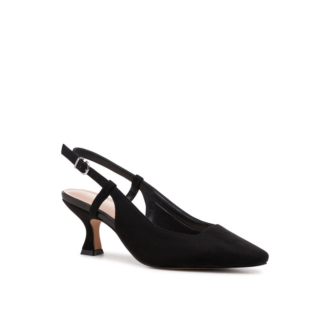 Paradox London Fervora Wide Fit Heels Black Faux Suede Wide Fit Heels
