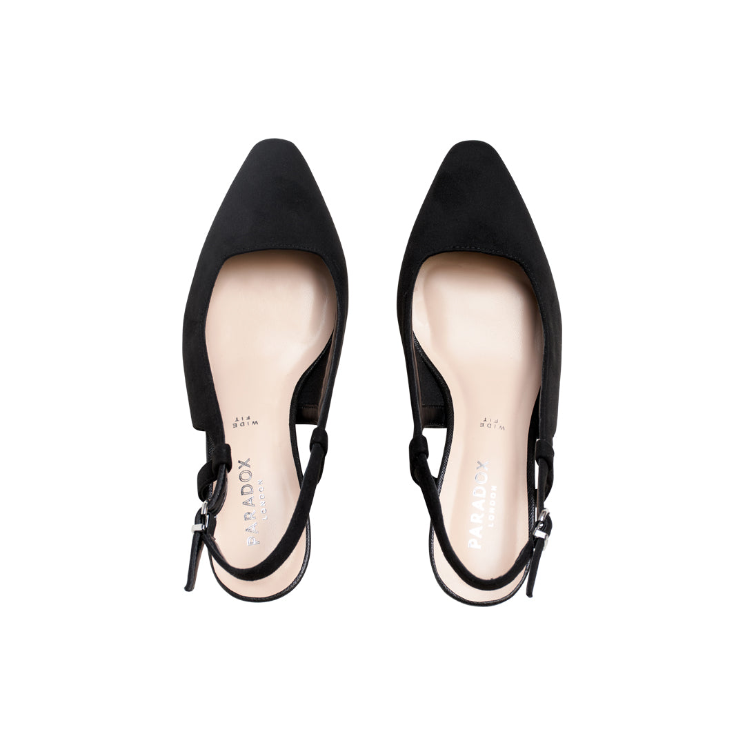 Paradox London Fervora Wide Fit Heels Black Faux Suede Wide Fit Heels