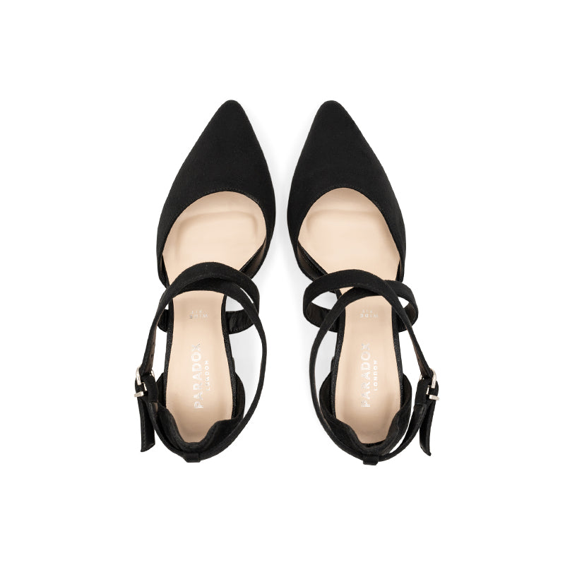 Paradox London Ffion Wide Fit Heels Black Wide Fit Block Heel Court Shoe