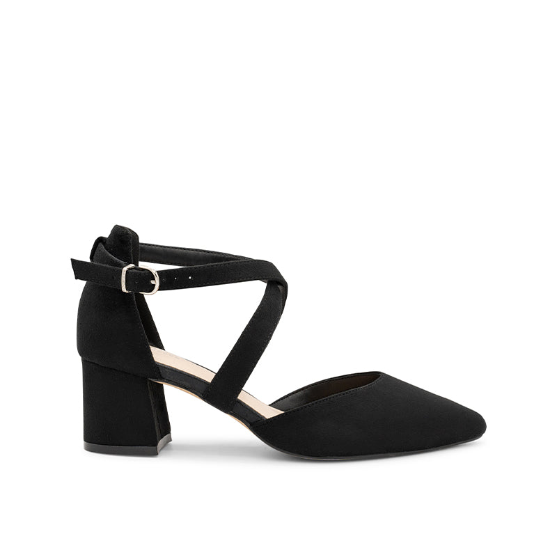 paradox london Ffion Wide Fit Heels Black Wide Fit Block Heel Court Shoe