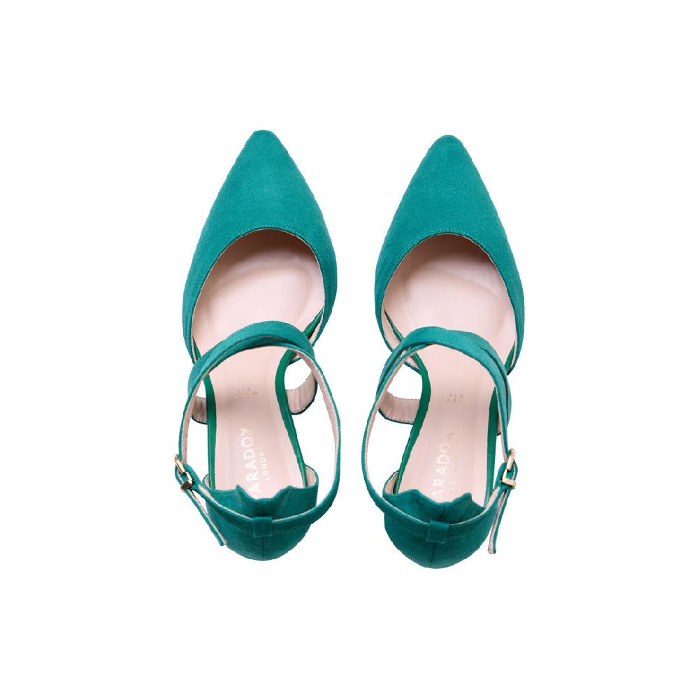 Paradox London Ffion Wide Fit Heels Emerald Green Wide Fit Block Heels