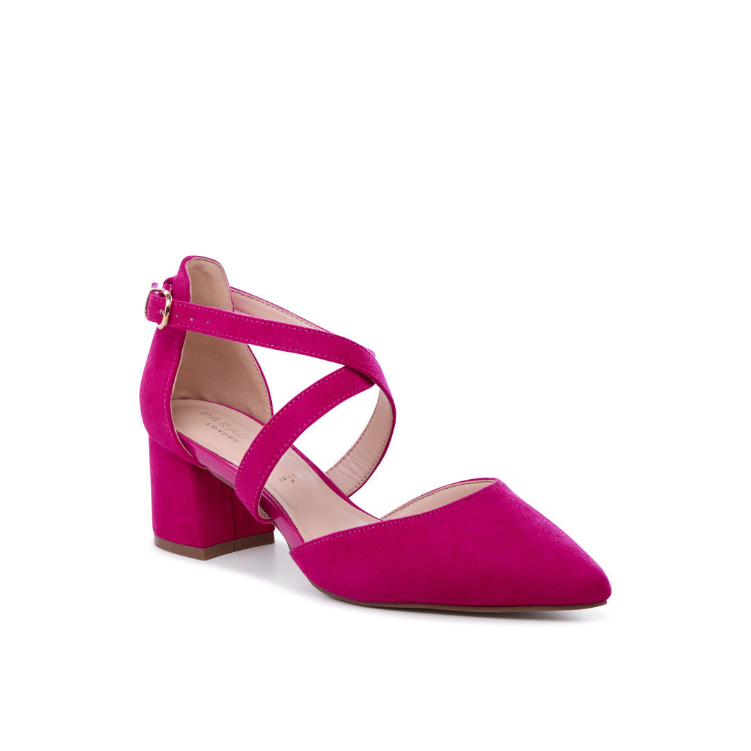 Paradox London Ffion Wide Fit Heels Fuchsia Wide Fit Court Shoes