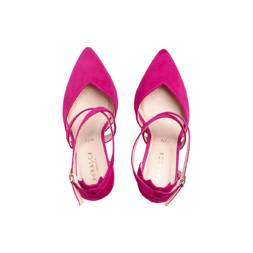 Paradox London Finula Wide Fit Heels Fuchsia Wide Fit Block Heel Court Shoes