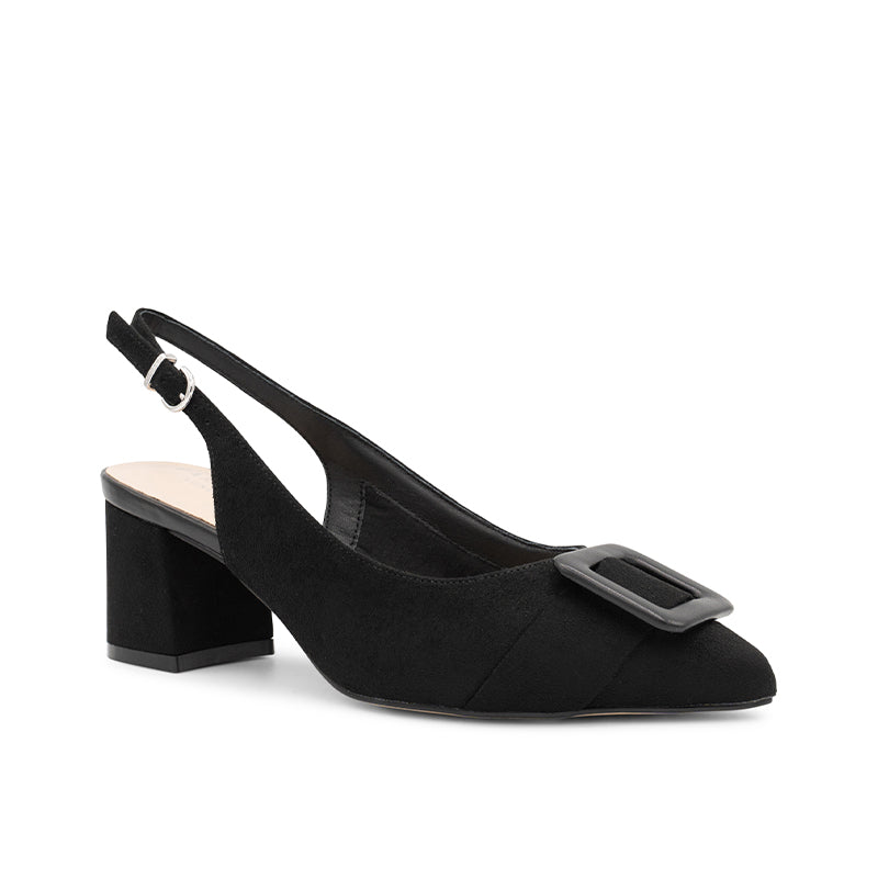 Paradox London Fiona Wide Fit Heels Black Wide Fit Block Heel Slingback