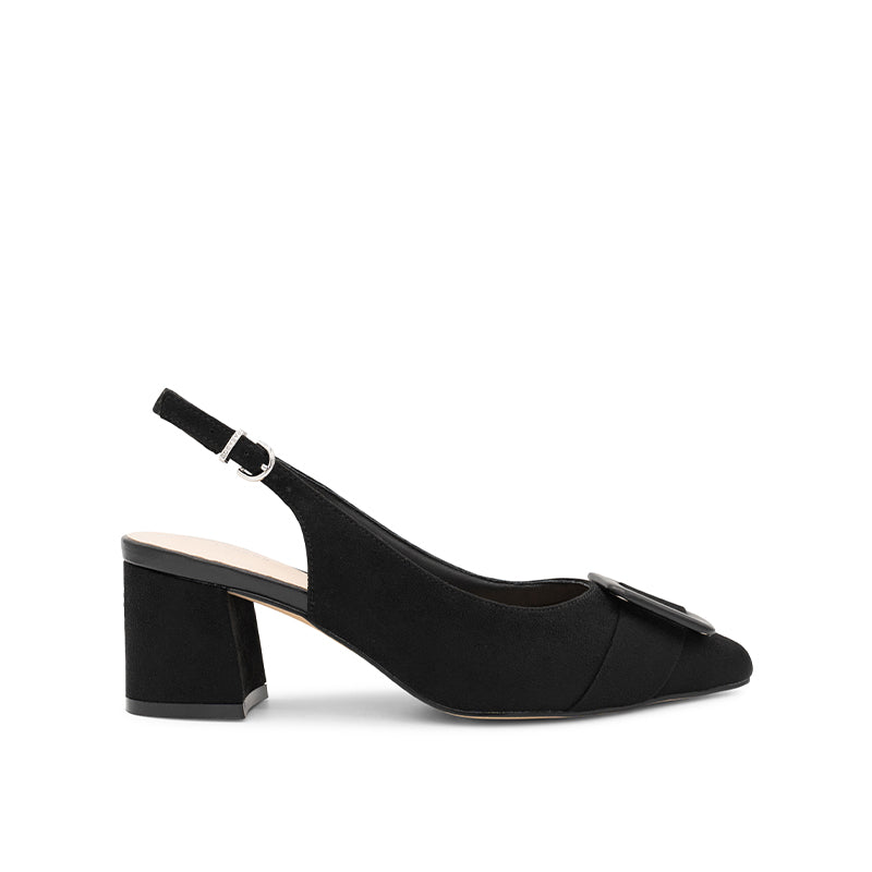paradox london Fiona Wide Fit Heels Black Wide Fit Block Heel Slingback
