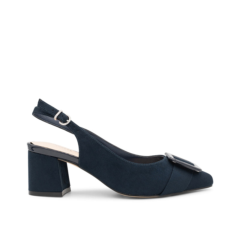 paradox london Fiona Wide Fit Heels Navy Wide Fit Block Heel Slingback