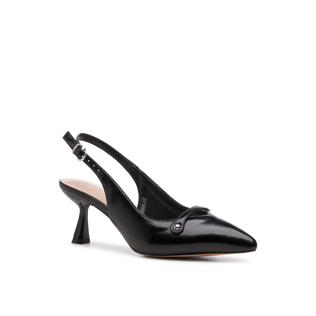 Paradox London Florentine Wide Fit Heels Black Faux Leather Wide Fit Heels