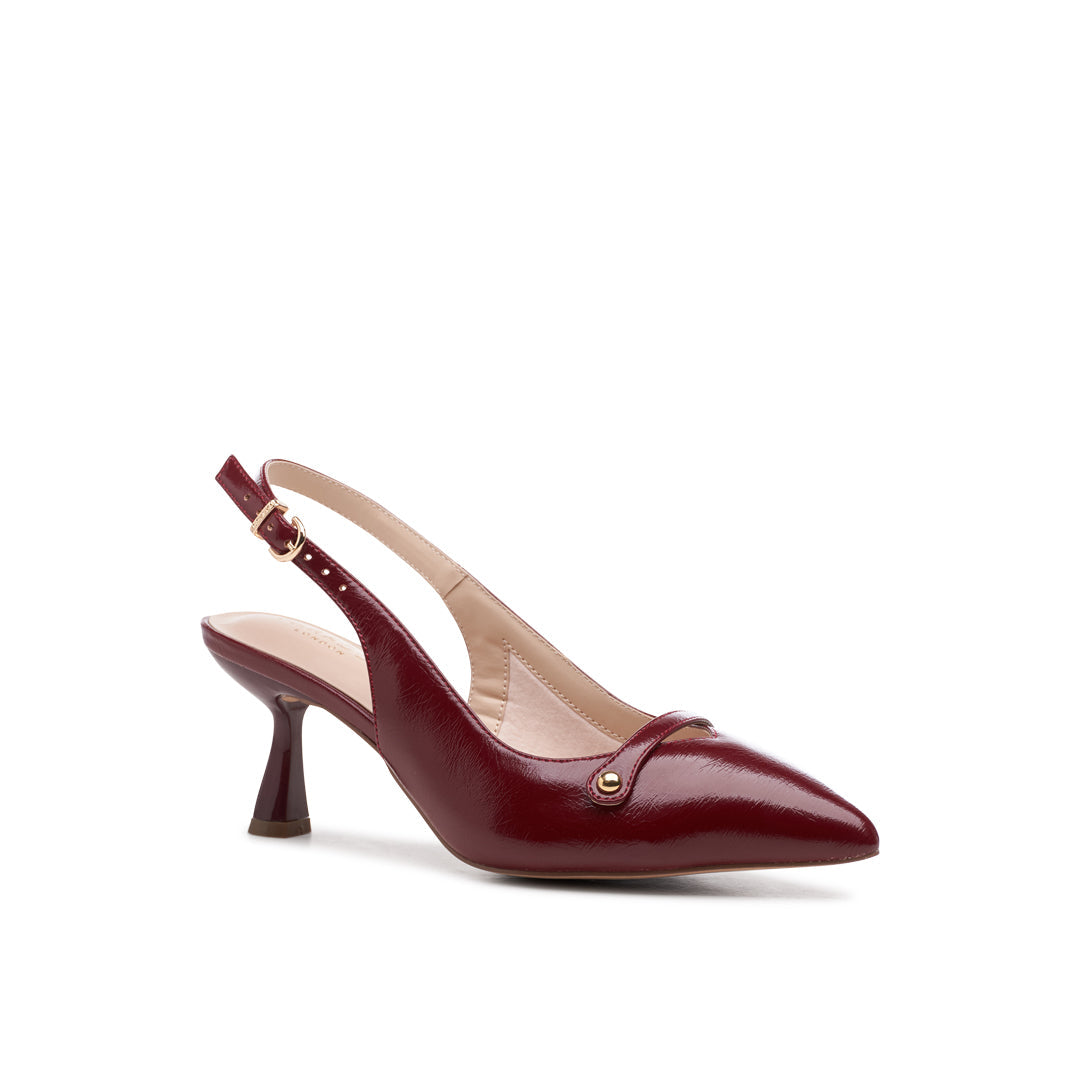 Paradox London Florentine Wide Fit Heels Cherry Faux Leather Heels