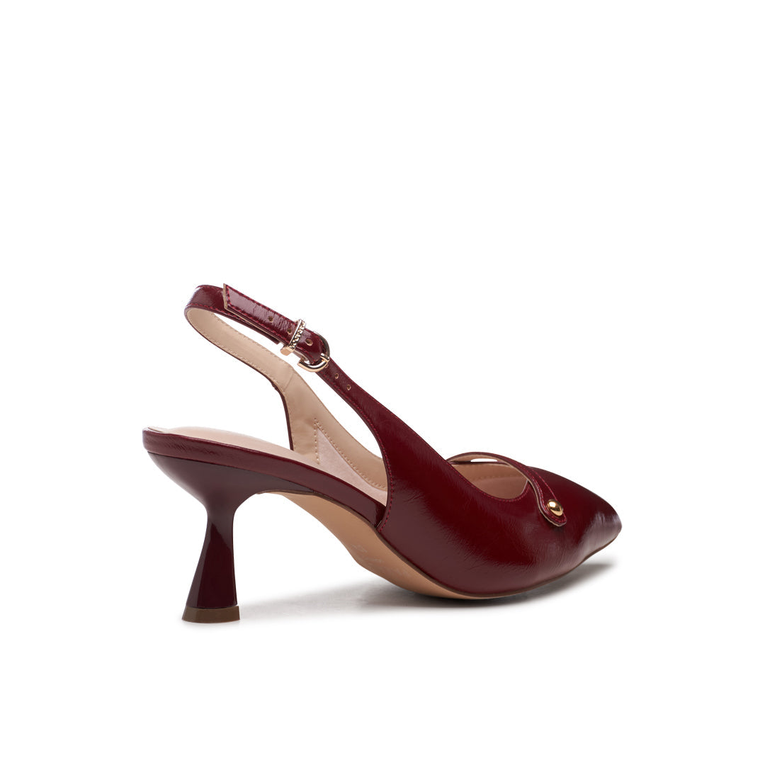 Paradox London Florentine Wide Fit Heels Cherry Faux Leather Heels