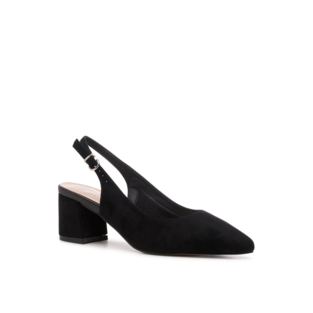 Paradox London Flynn Wide Fit Heels Black Wide Fit Micro Suede Block Heels