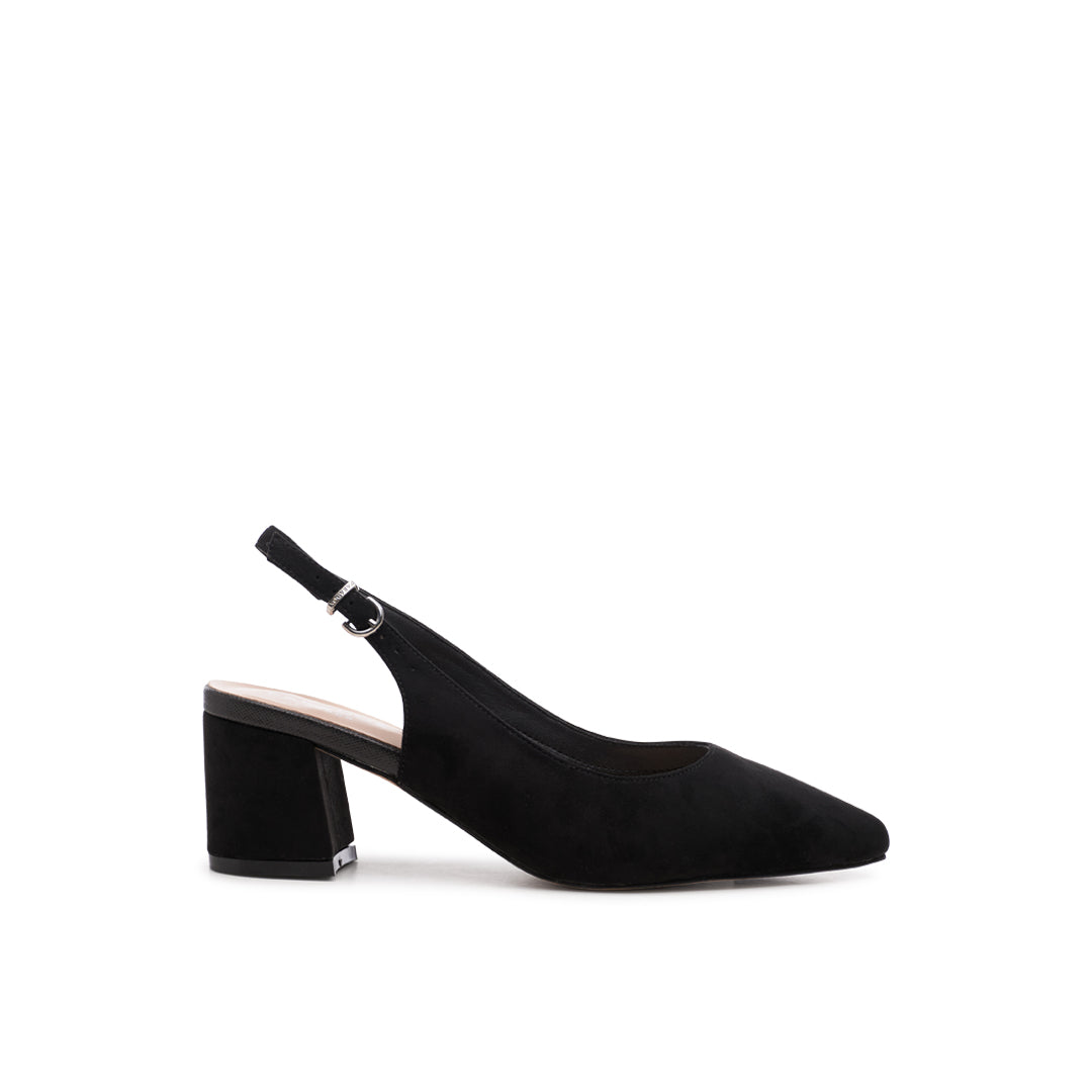paradox london Flynn Wide Fit Heels Black Wide Fit Micro Suede Block Heels
