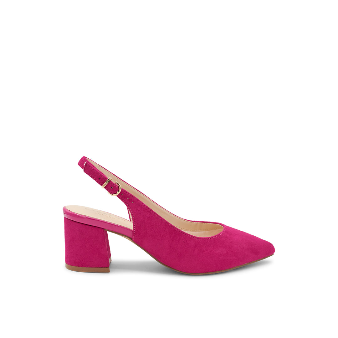 paradox london Flynn Wide Fit Heels Fushia Microsuede Block Heel Sling Back paradox london Flynn Wide Fit Heels Fushia Microsuede Block Heel Sling Back