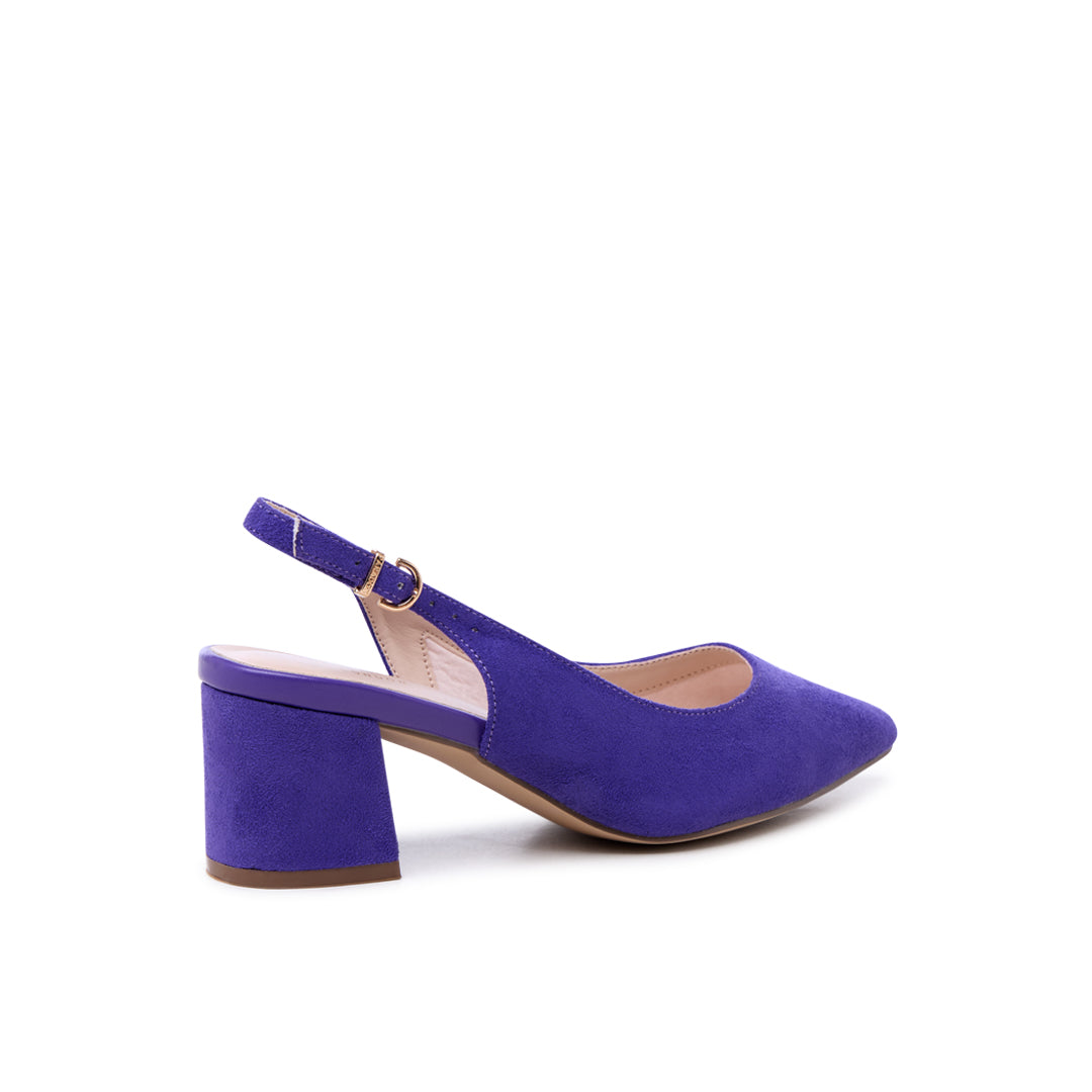 Paradox London Flynn Wide Fit Heels Purple Micro Suede Block Heels
